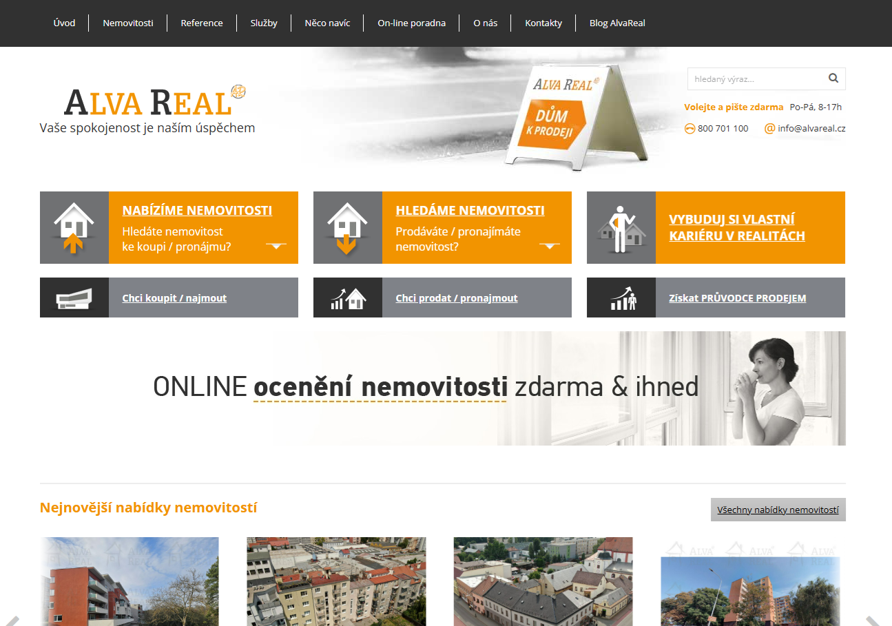 ALVA REAL s.r.o. — náhled webu
